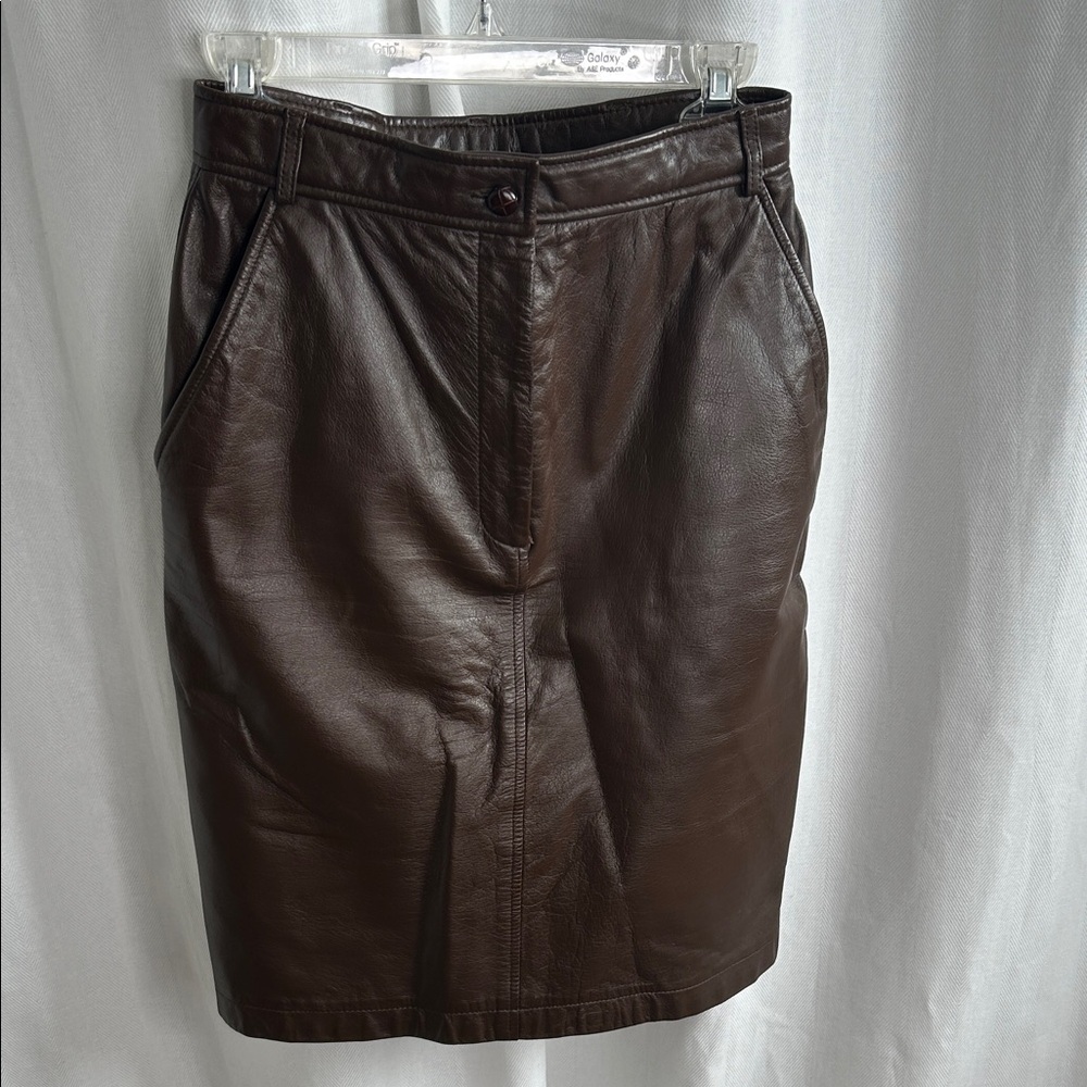 Vintage JH Collectibles Dark Brown Leather Pencil Skirt